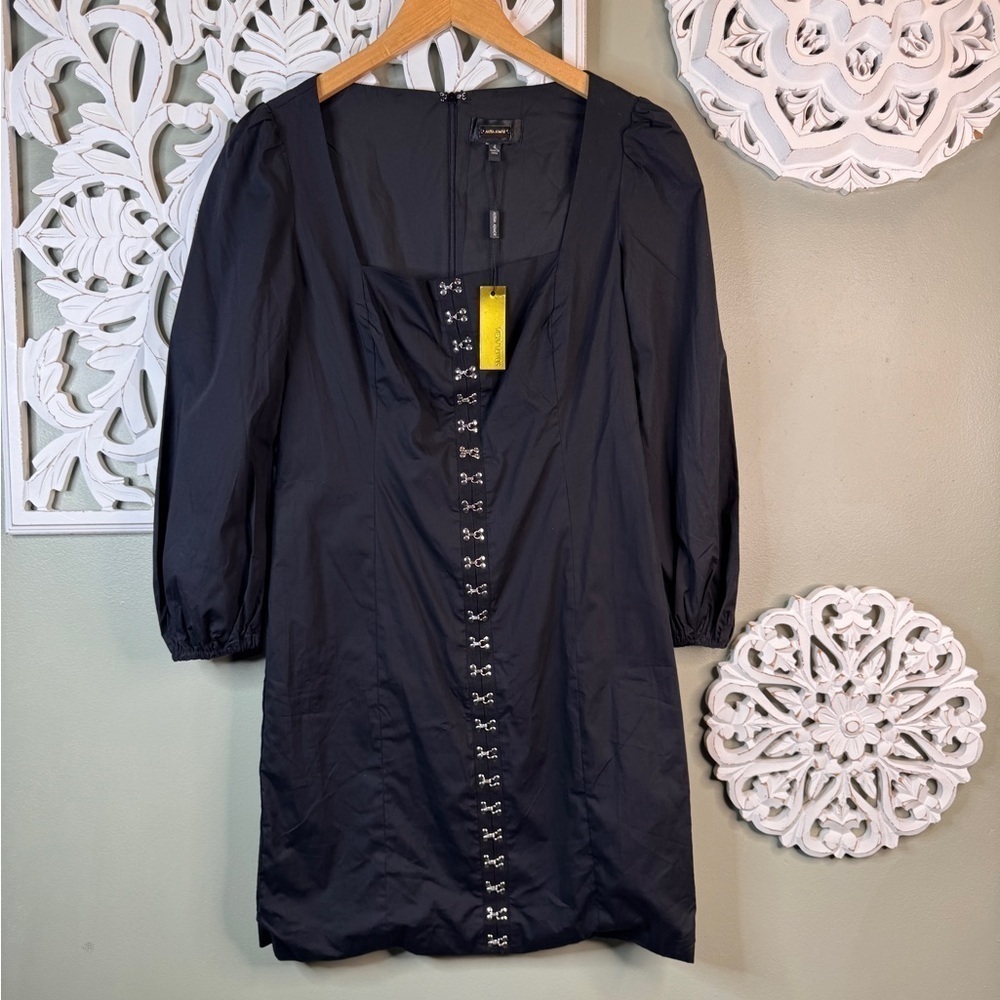 NWT Alexa Amor  Black Dress with Silver Accents Goth size 4 Sammie